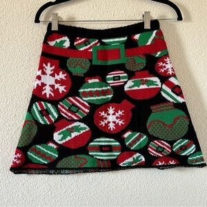 Planet Gold Knit Ornaments Novelty Print A-line Skirt Women Sz Small